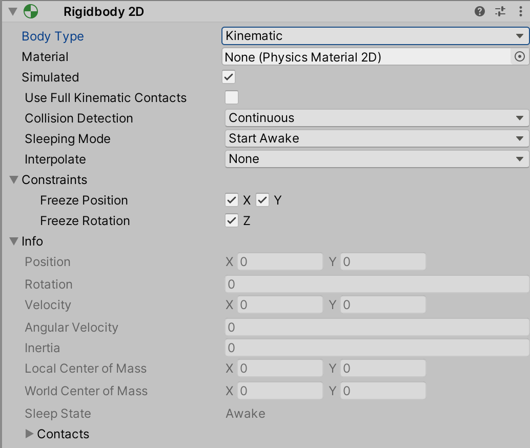 Kinematic Rigidbody 2D body