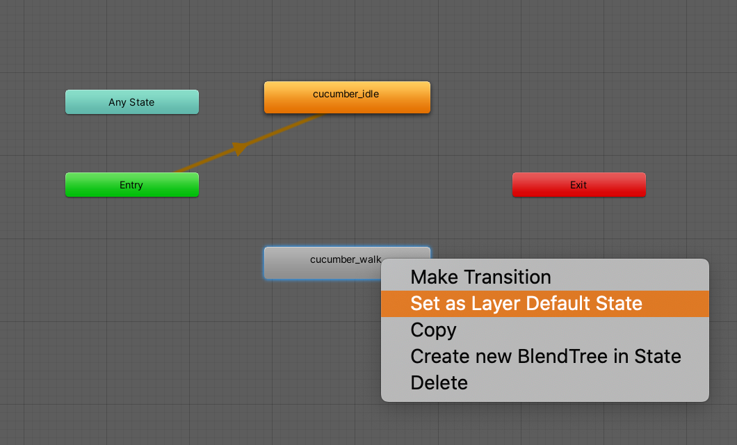Change default animation in Unity 2